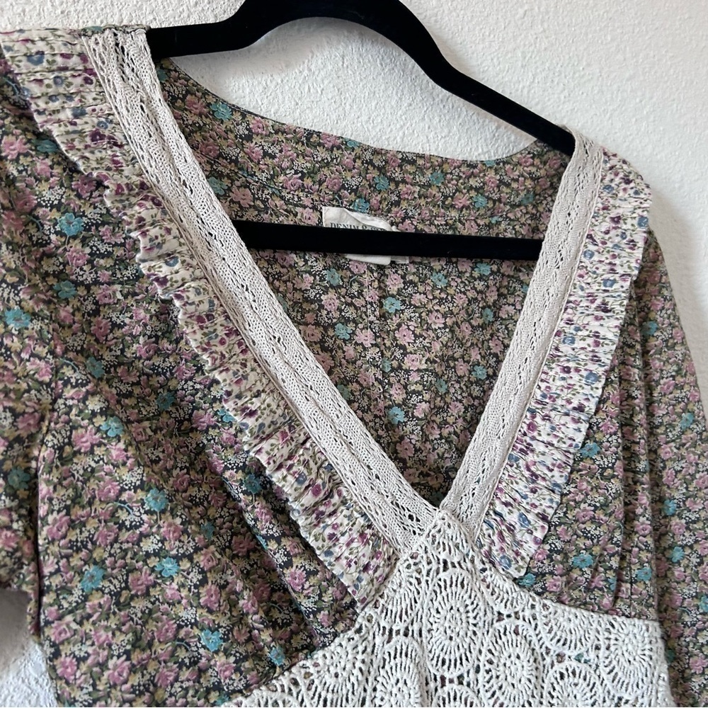 Ralph Lauren Denim Supply women’s Floral Midi Dress Medium Flare Sleeve Cottage - Picture 6 of 14